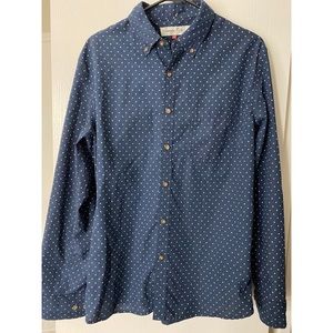 SOVEREIGN CODE Navy & white polka dot dress shirt